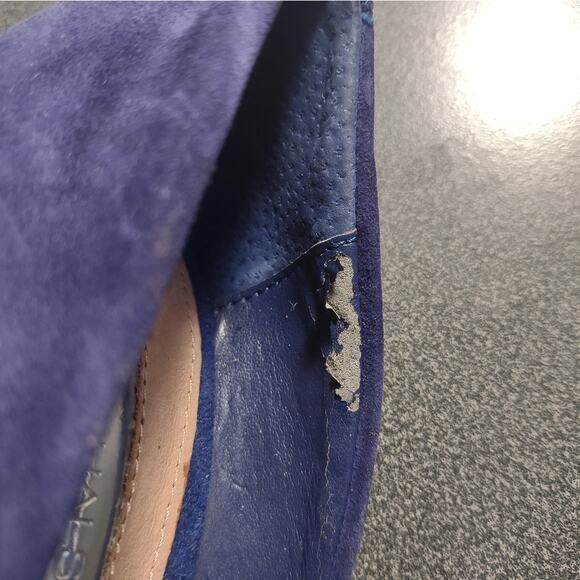 HALSTON Purple Blue Suede 4" Stiletto Skinny Heels Size 5.5 Petite Pumps Retro - Picture 11 of 12